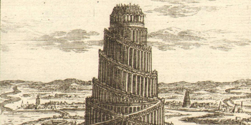 Uma imagem artística da Torre de Babel